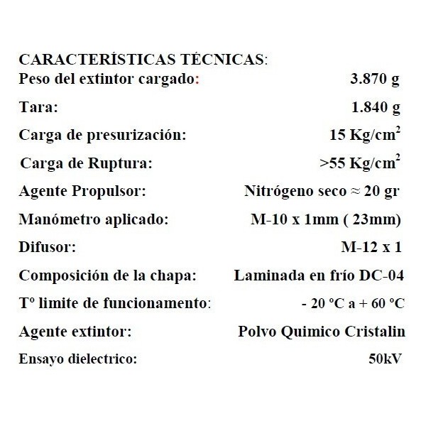 Comprar VALLEUNION VU-2-PP Extintor polvo ABC 2Kg eficacia 8A34BC con soporte de plástico. Certificado, homologado y marcado CE.
