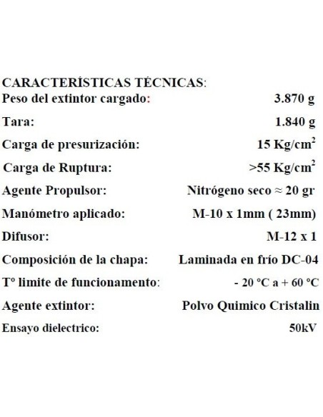 Comprar VALLEUNION VU-2-PP Extintor polvo ABC 2Kg eficacia 8A34BC con soporte de plástico. Certificado, homologado y marcado CE.