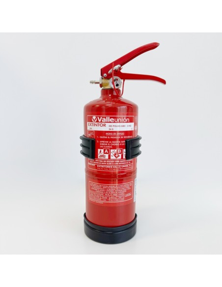 Comprar VALLEUNION VU-2-PP Extintor polvo ABC 2Kg eficacia 8A34BC con soporte de plástico. Certificado, homologado y marcado CE.