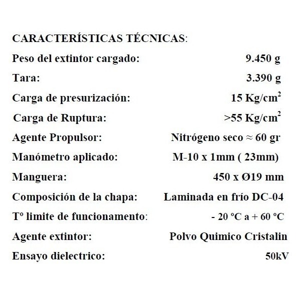 Comprar VALLEUNION VU-6-PP Extintor polvo ABC 6Kg eficacia 27A183BC con soporte y base plástico. Certificado, homologado y marca