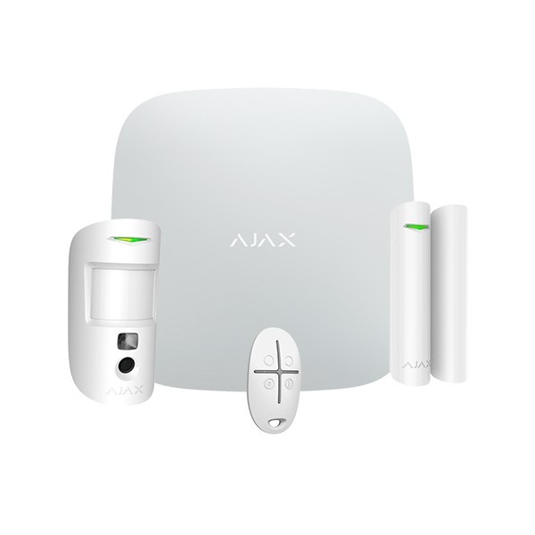 AJAX-AJ-STARTERKITPLUS-CAM-W-Kit de alarma profesional - Certificado Grado 2 - Comunicación Ethernet / Wi-Fi / dual SIM 4G - Ina