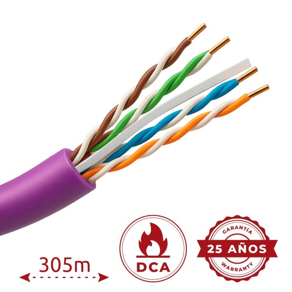 Comprar SAFIRE UTP6-305-BC-H-DCA-PURPLE Cable UTP rígido libre de halógenos - Categoría 6 - Cumple con 90m Fluke test - Conducto
