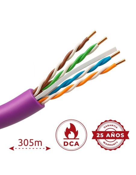 Comprar SAFIRE UTP6-305-BC-H-DCA-PURPLE Cable UTP rígido libre de halógenos - Categoría 6 - Cumple con 90m Fluke test - Conducto